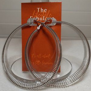 Silver Spiral Coil Wire Large Hoop Earrings